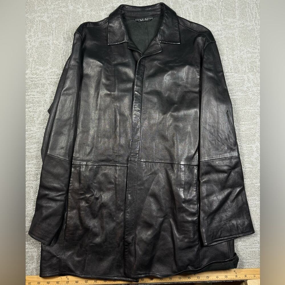Boss Hugo 100% Lambskin Black Button Down Lightweight Leather Jacket 40R Read